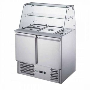 FED-X Two Door Salad Prep Fridge with Square Glass Top 