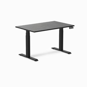 Desky Dual Sit To Stand Dark Bamboo Desk 1200x750mm Matte Black Frame