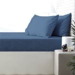 Park Avenue 500TC Queen Natural Cotton Fitted/Pillowcase Combo Set Blue