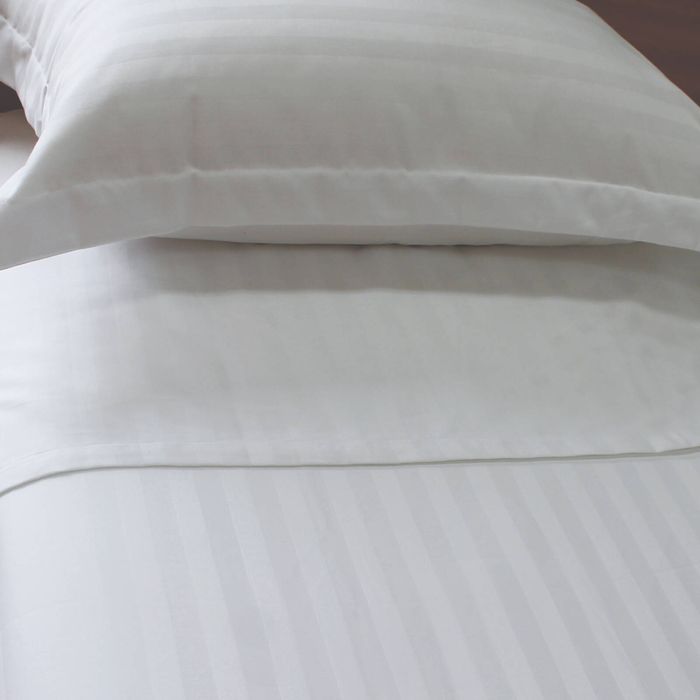 Jason Commercial Single Bed Easy Care Satin Stripe Flat/Top Sheet 180x285cm WHT