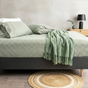 Park Avenue Egyptian Cotton Flannelette Sheet Pillow Case Set Check King Single