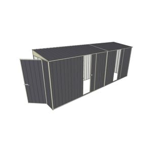 Build-A-Shed 1.2 x 5.2 x 2.0m Tunnel Shed Tunnel Hinged Door with 2 Sliding Side Doors - Grey