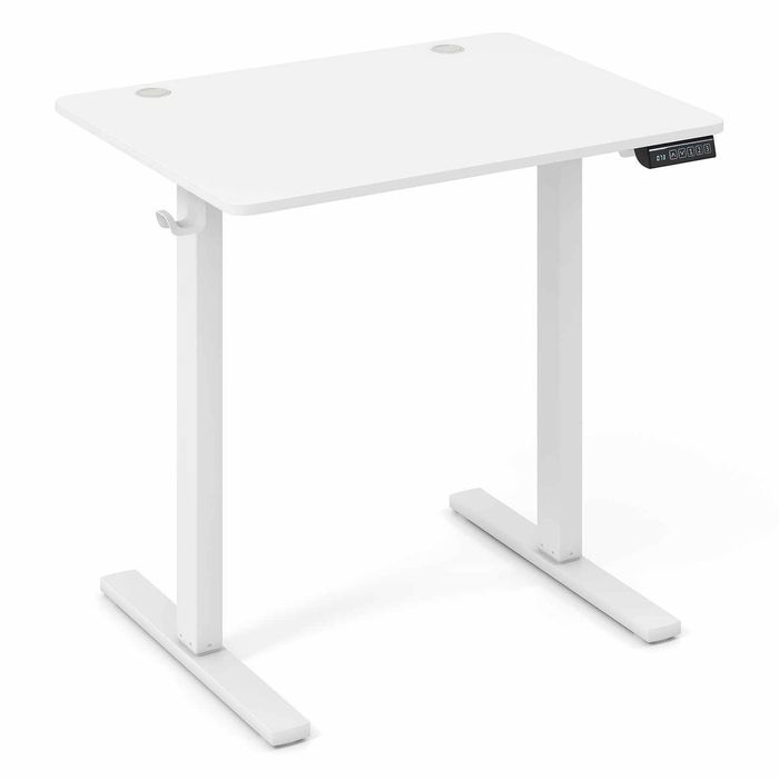 Costway Small Electric Standing Desk Sit Stand Computer Whole-piece White
