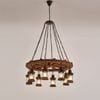 LumenSphere Gamboa 8-Light Retro Wood Pendant - Black Finish, Natural Wood Accents, E27 Base