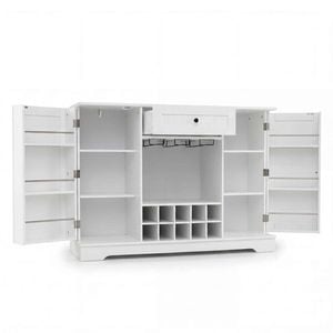 Costway Kitchen Sideboard Cabinet 1.2M 10-Bottle Wine Rack Glass Holder