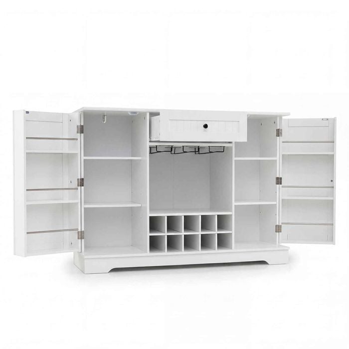 Costway Kitchen Sideboard Cabinet 1.2M 10-Bottle Wine Rack Glass Holder