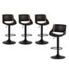 Oikiture 4x Bar Stools Swivel Gas Lift Stool Leather Black