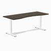 Desky Fixed Height Dark Bamboo Ergo Edge Desk 180x75cm White Leg