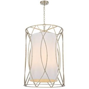 Telbix Dover Contemporary Pendant Hanging Lamp Light Metal Fabric Antique Silver Weathered
