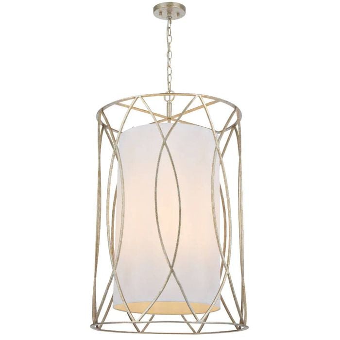 Telbix Dover Contemporary Pendant Hanging Lamp Light Metal Fabric Antique Silver Weathered