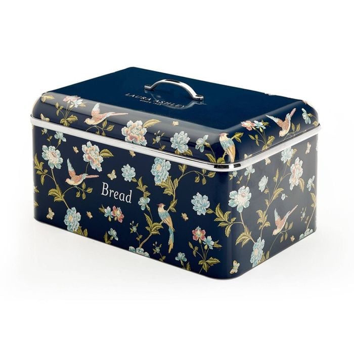 Laura Ashley Bread Bin China Rose Lid with Handle Stainless Steel Black