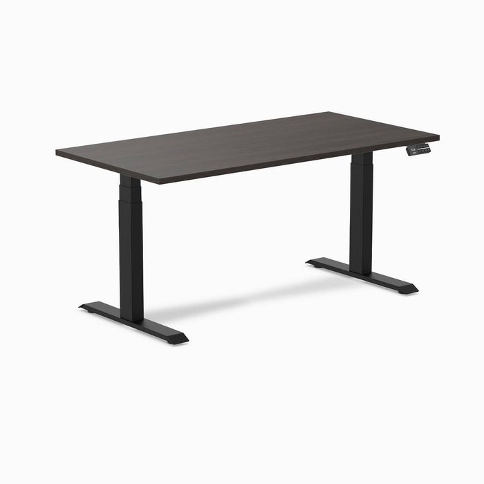 Desky Dual Melamine Sit Stand Desk Matte Black Frame 150cm