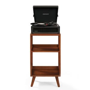 Crosley Voyager Bluetooth Portable Turntable + Crosley Asheville Stand Bundle - Black