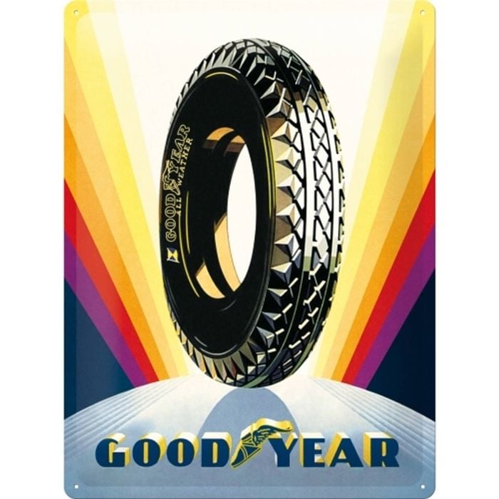 Nostalgic Art Goodyear Rainbow Wheel 30x40cm Large Metal Sign Wall Hanging Decor