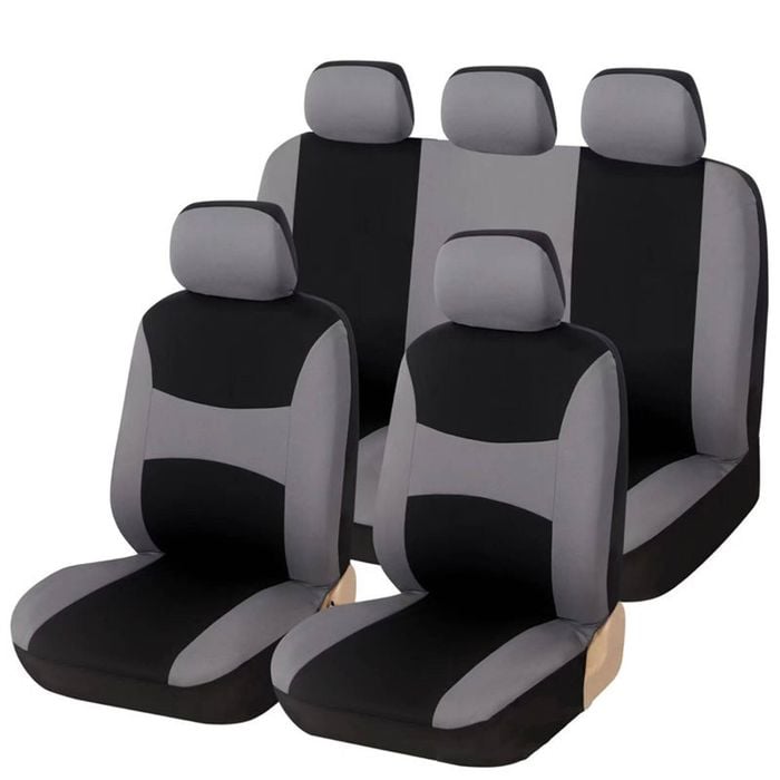 Catzon 9 Pcs Car Seat Covers Airbag Compatible Split Rear For Car Truck Suv-grey