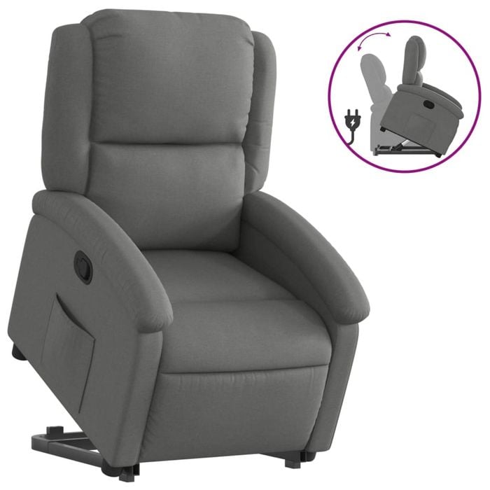 vidaXL Stand up Recliner Chair Office Armchair Single Sofa Dark Grey Fabric