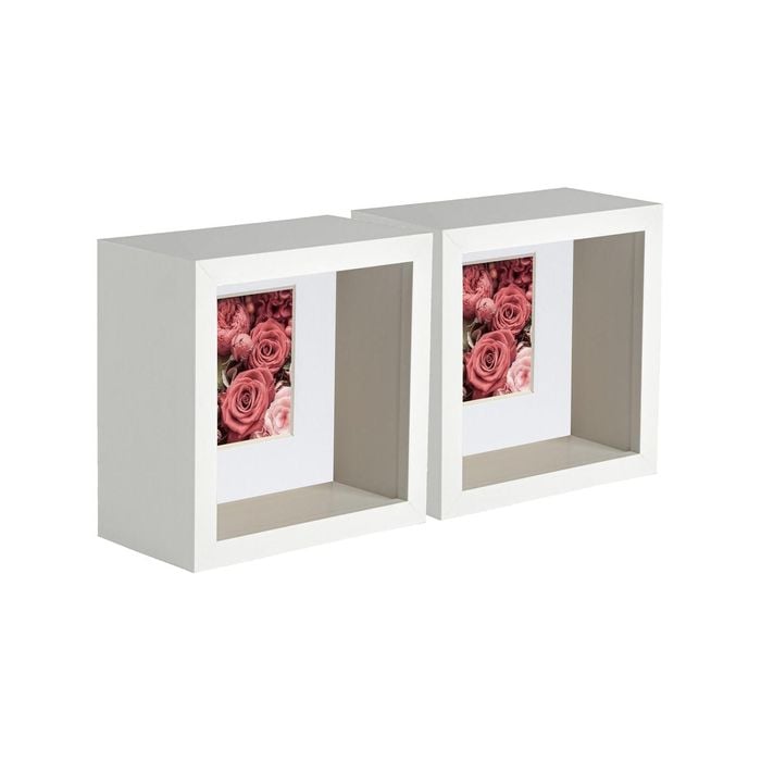 Nicola Spring 5 Piece 4 x 4 3D Shadow Deep Box Photo Frame Set - Craft Display Picture Frame with 2 x 2 Mount
