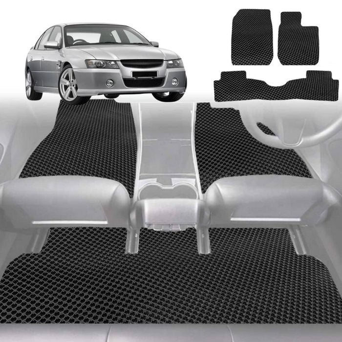 6D Diamond Car Floor Mats for Holden Commodore 1997-2006-Full Set-Black-Outback GT