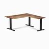 Desky Fixed Height Saman Hardwood L-shape Office Desk 1500x1550mm Matte Black Frame