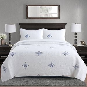 Bloomington 100% Cotton Lightly Quilted Coverlet Set Colorado Blue Queen