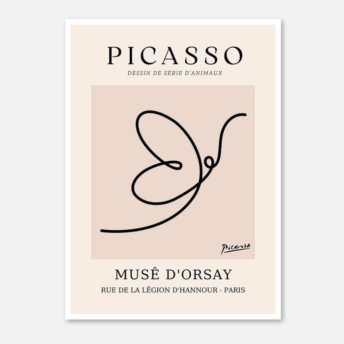 Galrie Pablo Picasso Animal Series Minimalist Line Art Print for Modern Decor, Poster Only, 50 x 70cm (20 x 28inch)