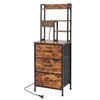Levede Bedside Table with Charging Station 3 Drawer RGB Light Night Stand Brown
