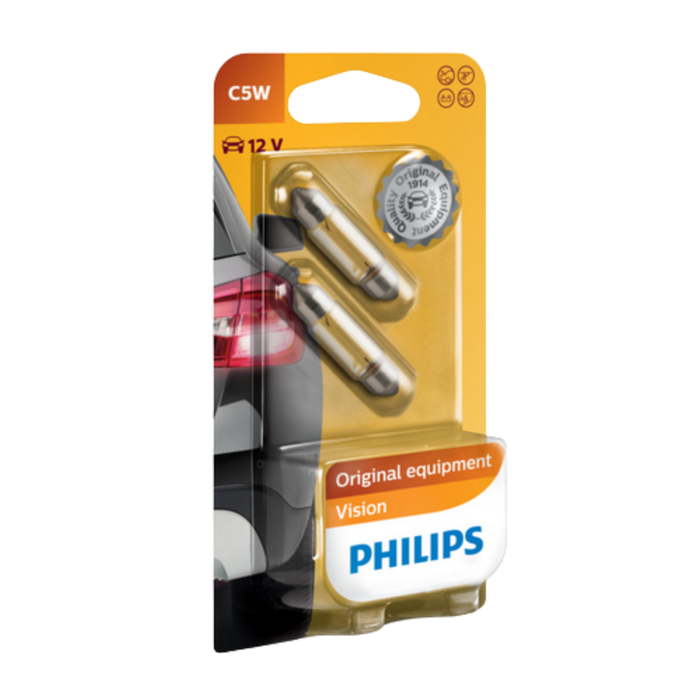 Philips 12V 5W SV8.5 Incandescent Standard Signalling Globe - 2 Pack