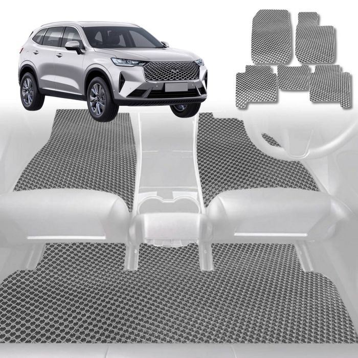 6D Diamond Car Floor Mats for GWM Haval H6 2020-Current-Full Set-Grey-Outback GT