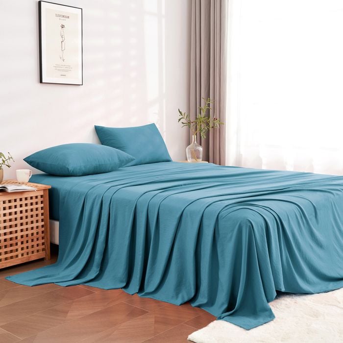 LINENOVA Pre Washed Microfiber Sheet Set - King,Slate Blue
