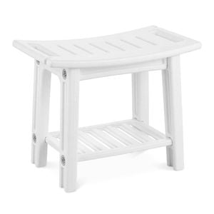 Costway Shower Chair Waterproof Bath Stool Storage Shelf Tub 150 KG