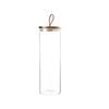 Argon Tableware Glass Storage Jar - Wood Lid - Leather Loop - 2 Litre - Modern Round Scandi Organisation Container Glass Jar