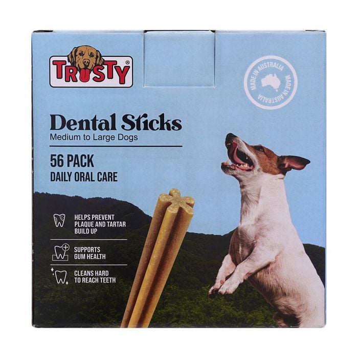 Trusty Dental Sticks Medium to Large Dog Treats - Pack of 56
