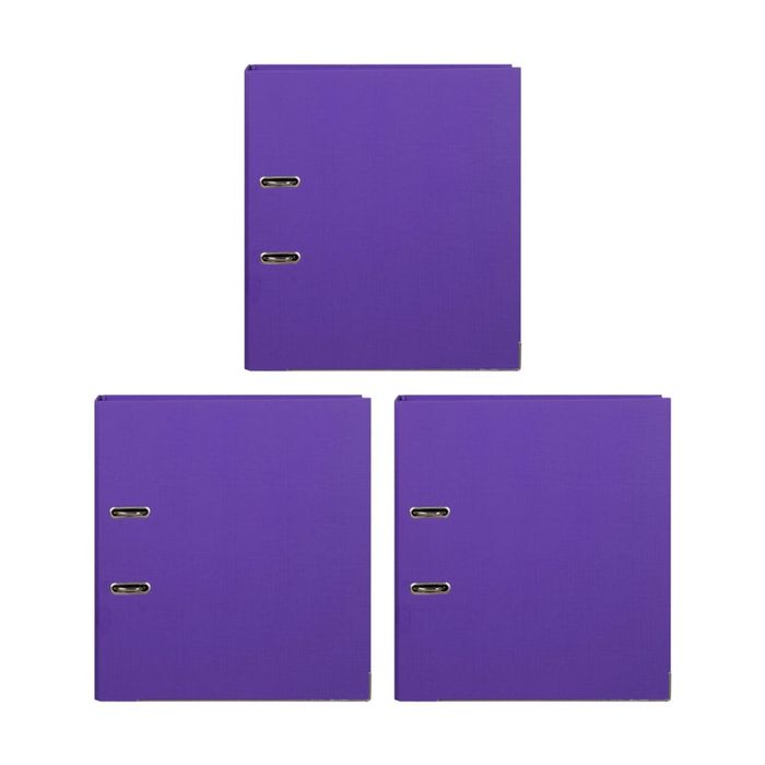 3x Marbig Pe Lever Arch File Folder A4 Document Filing Organiser Holder Purple