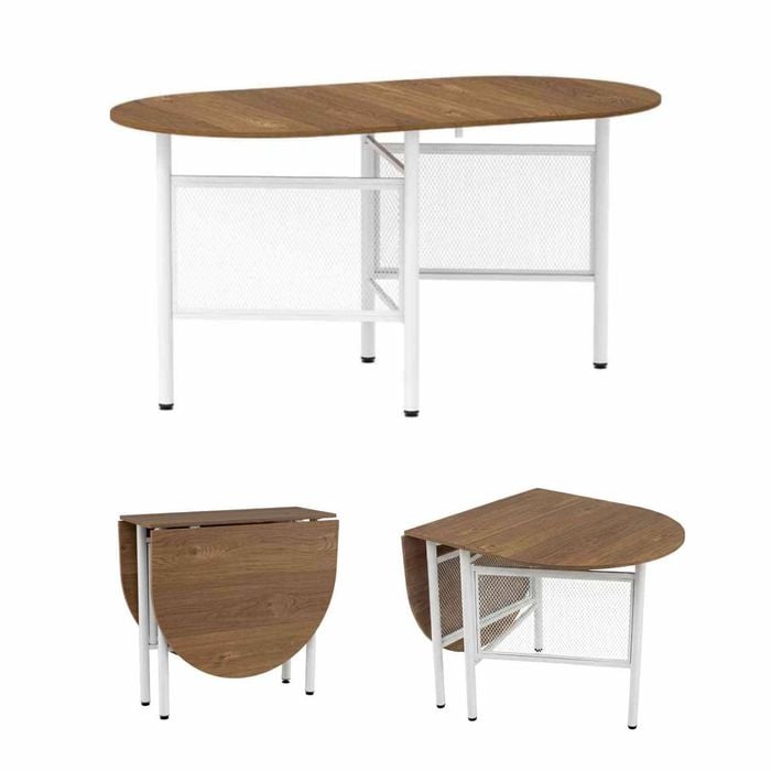 Costway Folding Dining Table Kitchen Counter Writing Desk Metal Natural