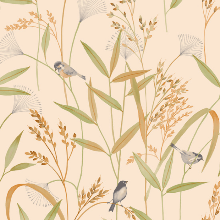 Grandeco 53cm x 10.05m Orange Bird Wallpaper