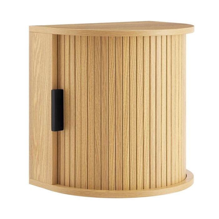 Design Square Eillie Woodgrain Floating Wallmount Nightstand Bedside Table 1-Drawer Oak