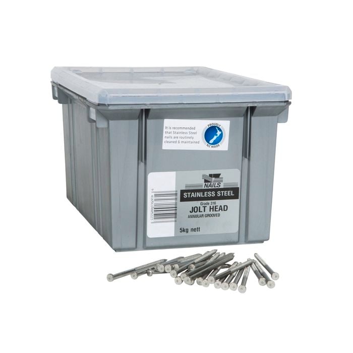 NZ Nails 100 x 4mm 5kg 316 Stainless Steel Jolt Head Nail