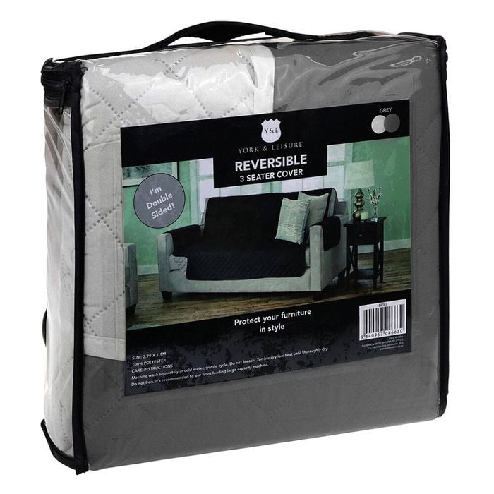York & Leisure Reversible 3 Seater Couch Cover - Grey