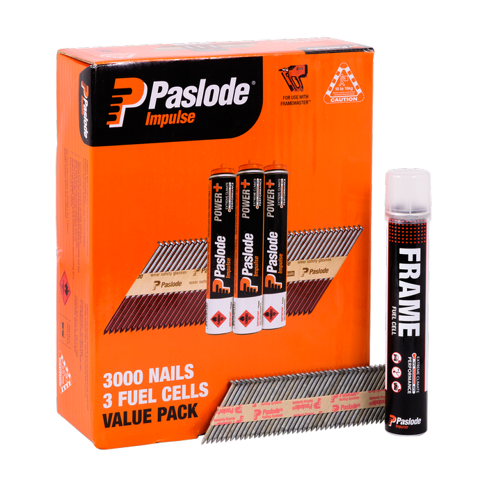 Paslode 90 x 3.15mm 34° Hot Dipped Galvanised D Head Impulse Nail - 3000 Value Pack