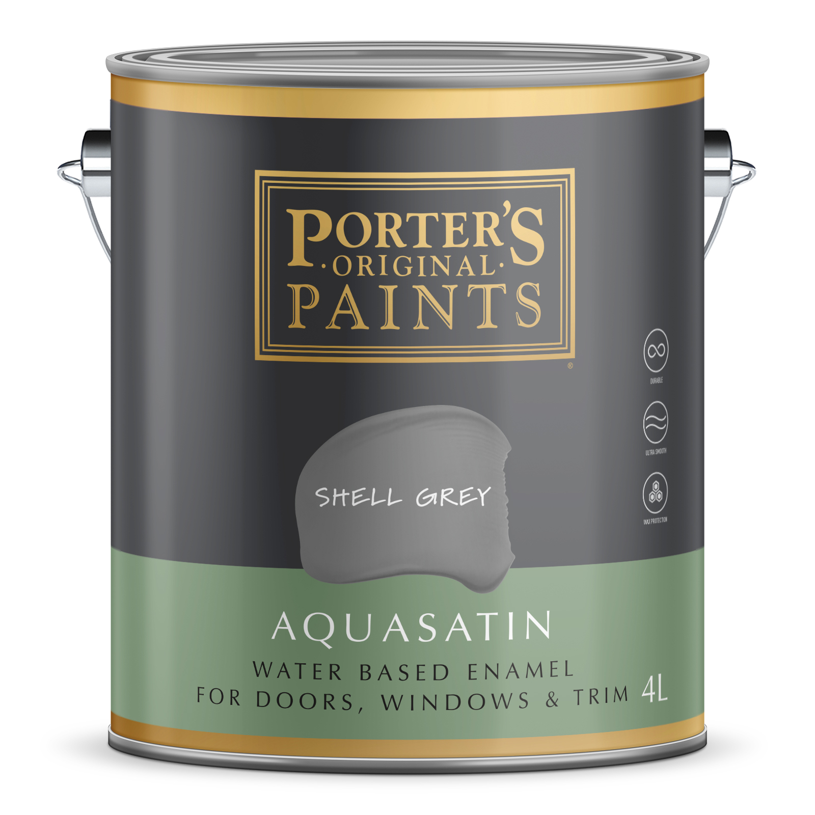Porter's Paints 4L Shell Grey Aquasatin