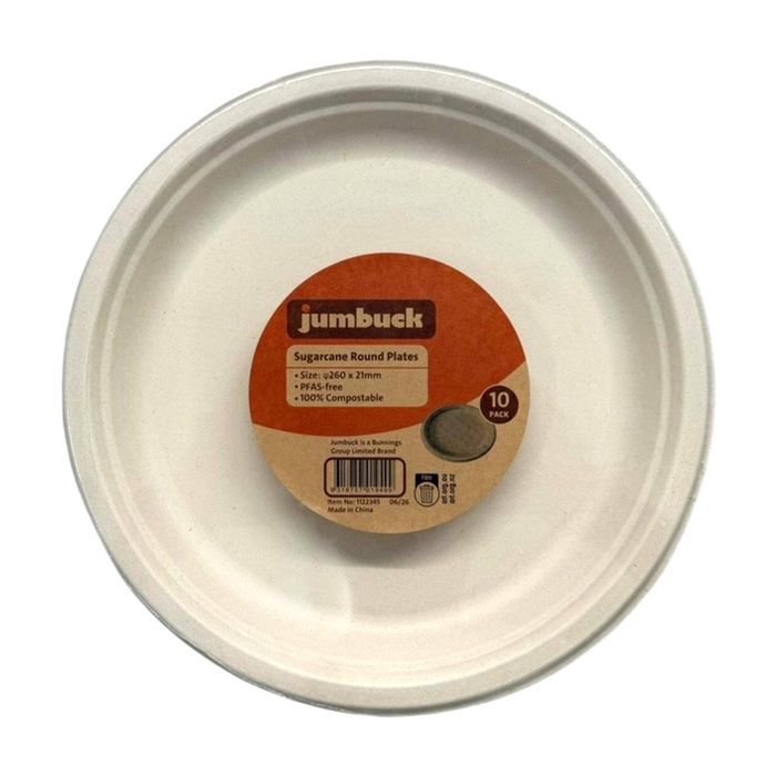 Jumbuck 260 x 21mm Sugarcane Round Plates - 10 Pack