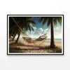 Hammock, Palm Trees on a Beach  Print 100% Australian Made 120x90cm  (Poster)