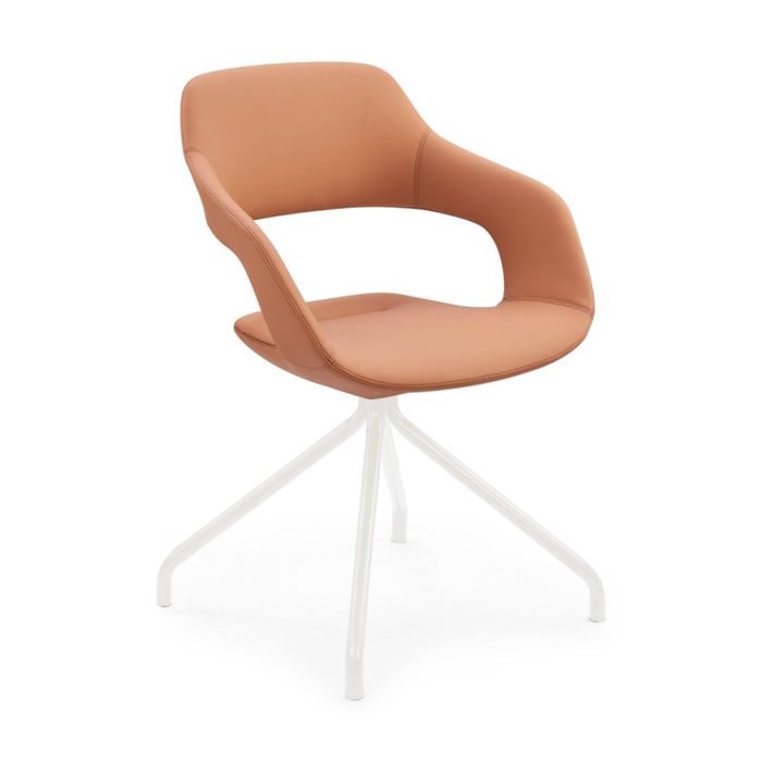 Sabia Oliver Medium Back Pre-Assembled Reception Chair Tan Upholstered WHT Frame