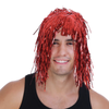 Tinsel Metallic Wig 70s 50s 20s Costume s Wos Unisex Disco Fancy Dress Up Red