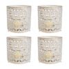 4PK LVD Metal/Glass Votive Moroc 13cm Medium-1 Pillar Candle Holder - Beige