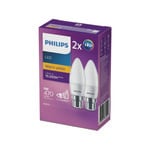 Philips P45 B22 LED 470Lm Warm White 5W Candle - 2 Pack