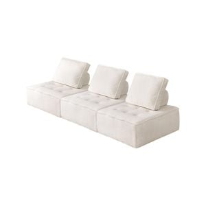 Oikiture 3PC Modular Sofa Adjustable Back Sherpa White
