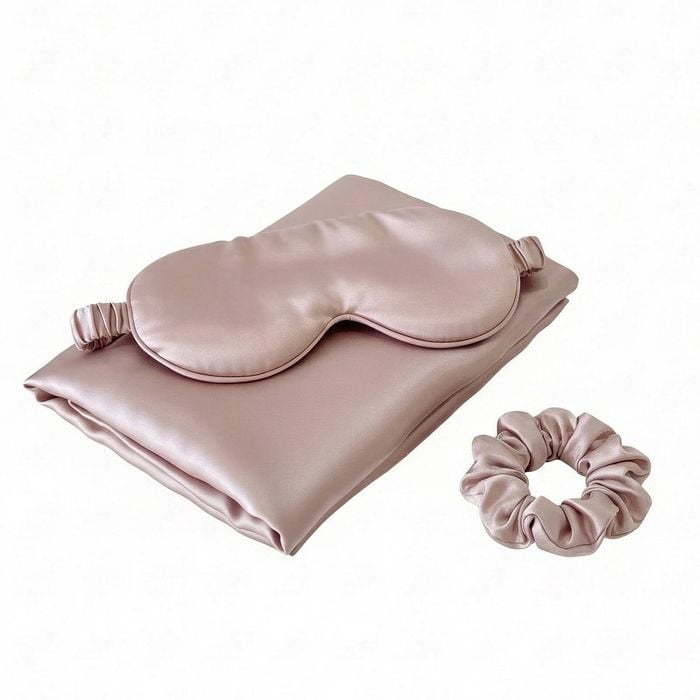 Royal Comfort Pure Mulberry Silk Sleep Gift Set Blush 3 Piece Luxury Blush