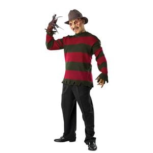 Freddy Krueger Deluxe Adult Sweater with Striped Design and Tattered Hem Halloween, STANDARD