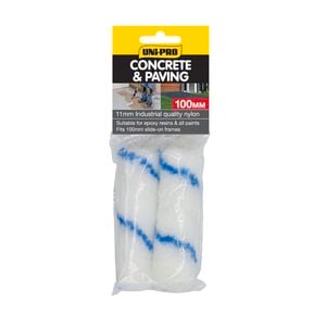 UNi-PRO 100mm 11mm Nap Concrete & Paving Mini Roller Cover - 2 Pack